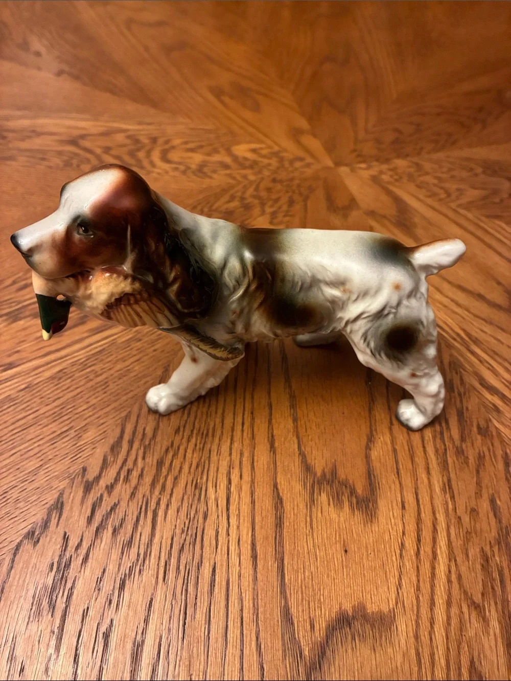 Porcelain Hunting Dog Figurine - Brown & White